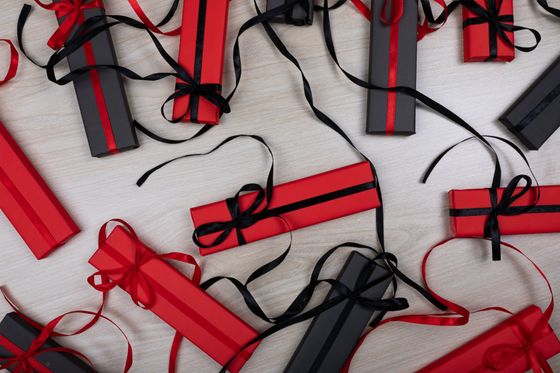 Flat lay of ribboned gift boxes — photo by Tamanna Rumee on Pexels