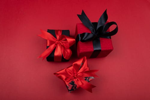 Red and Black Presents with Ribbons