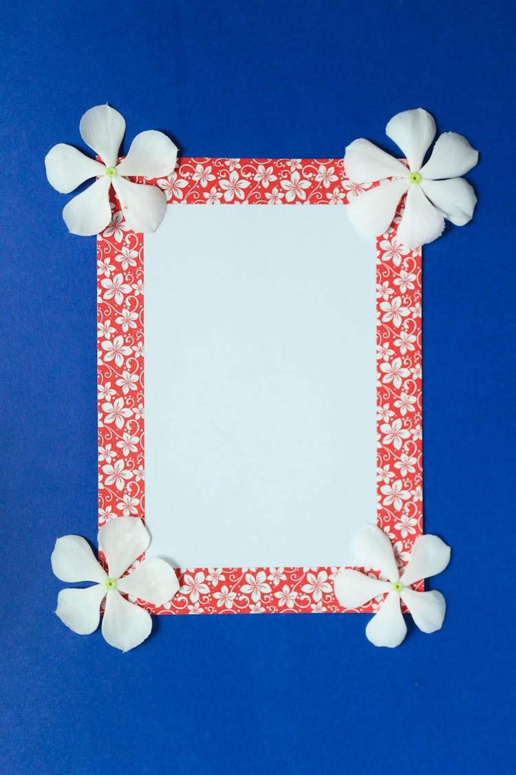 Empty Frame With A Floral Pattern And Flowers