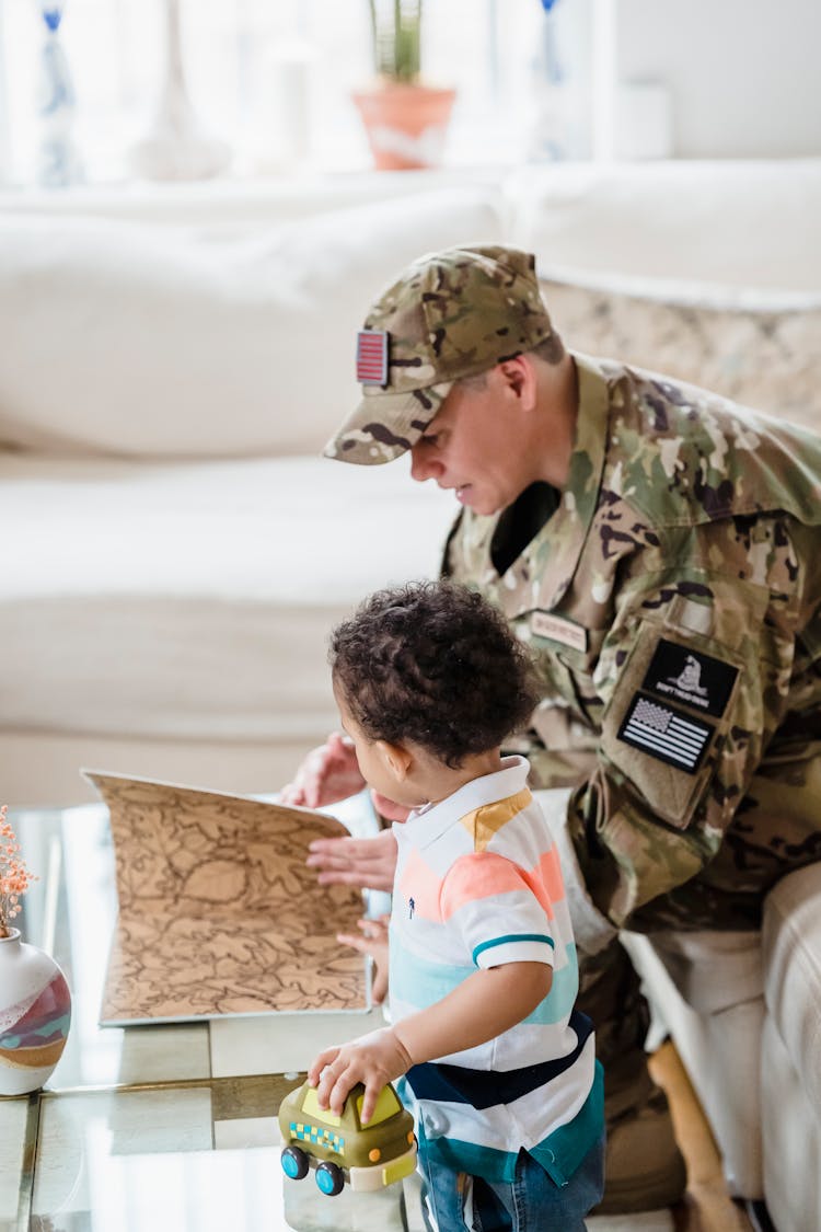 Soldier Parent Playing With Child