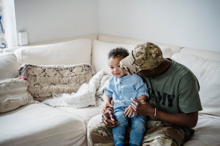 Father Soldier Playing With Child