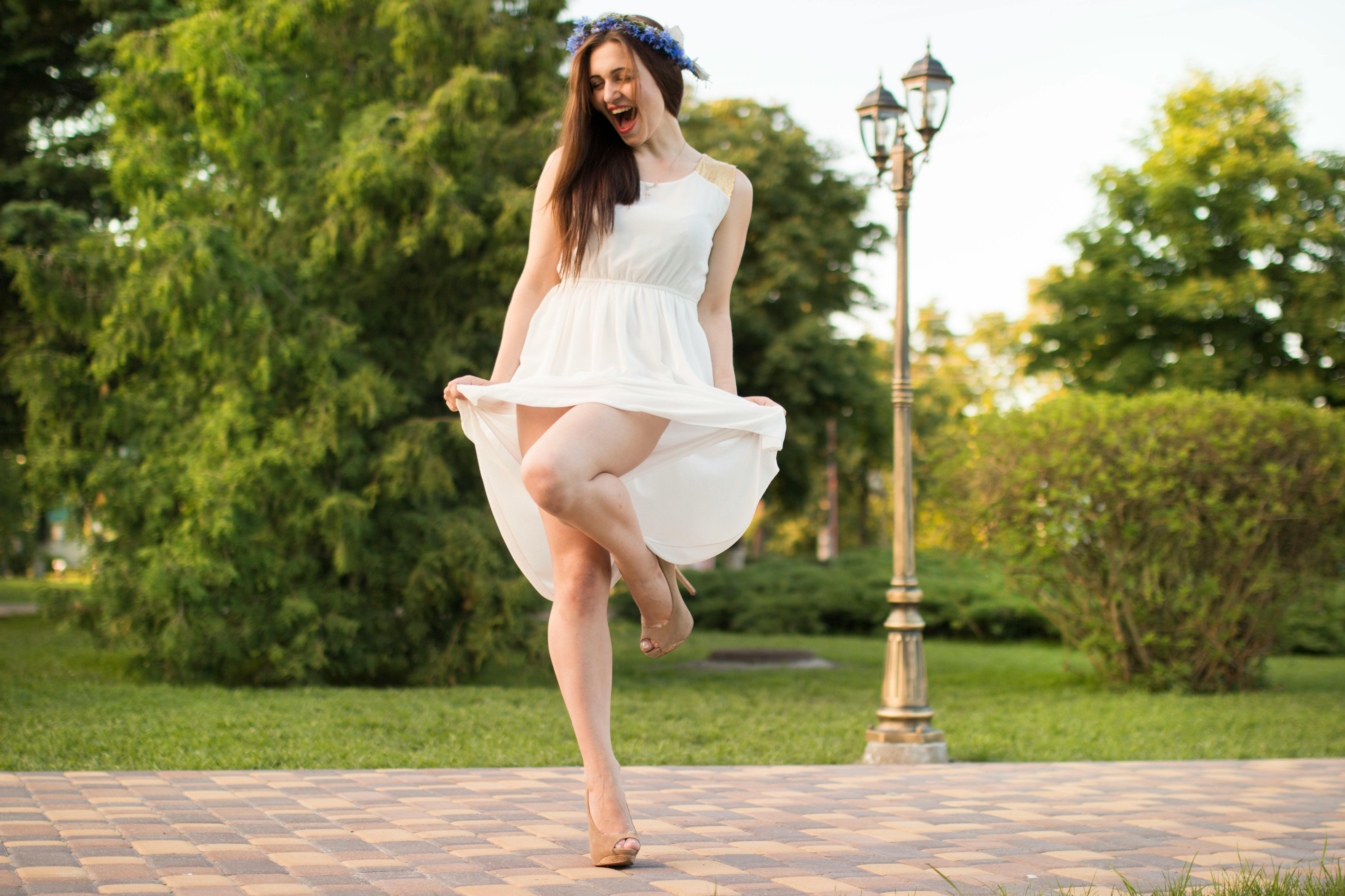 beige heels with white dress Hallie Satin Halter Neck Mini Dress