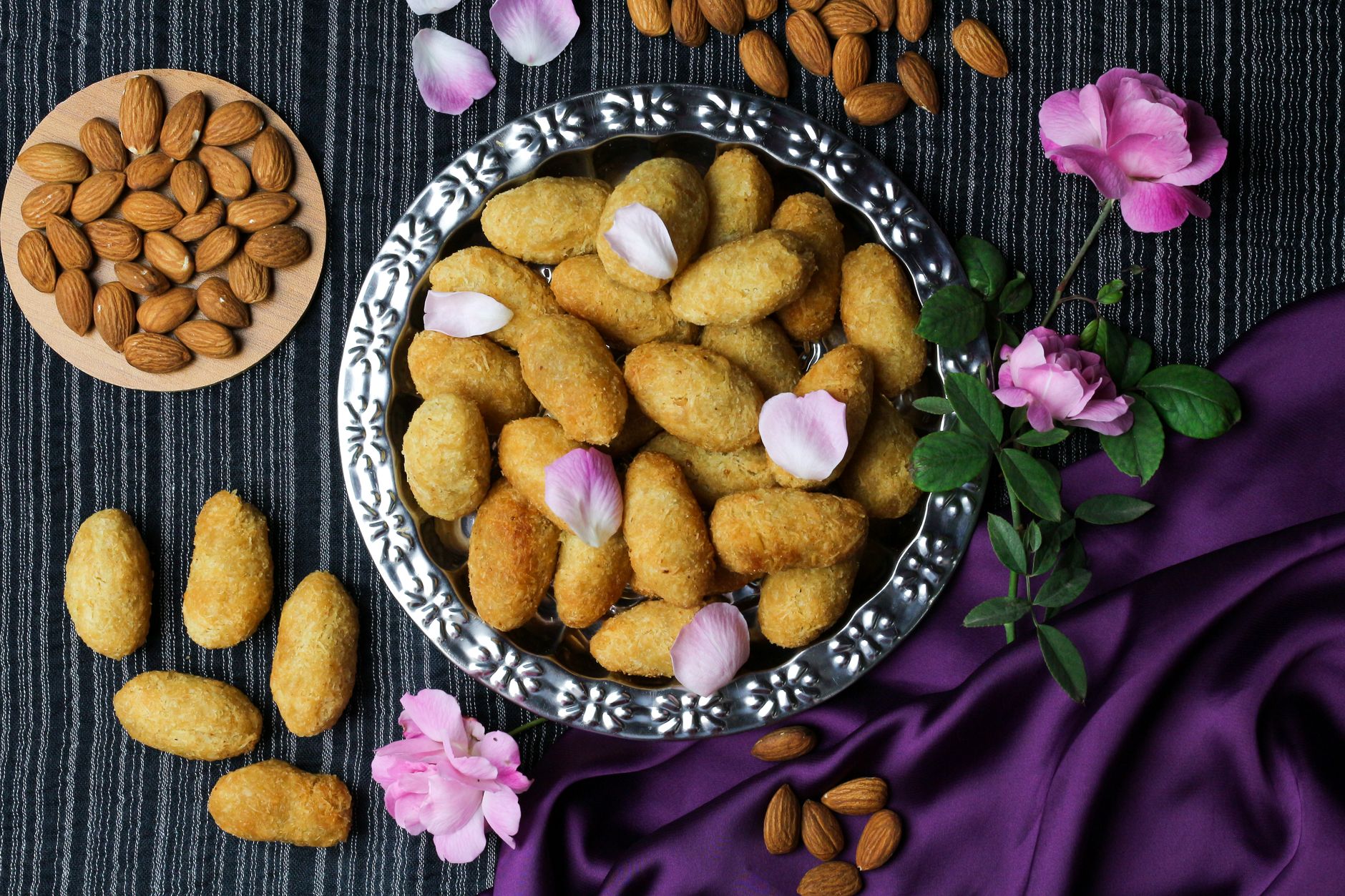 Traditional Chinese almond cookies on a plate from a Hong Kong bakery