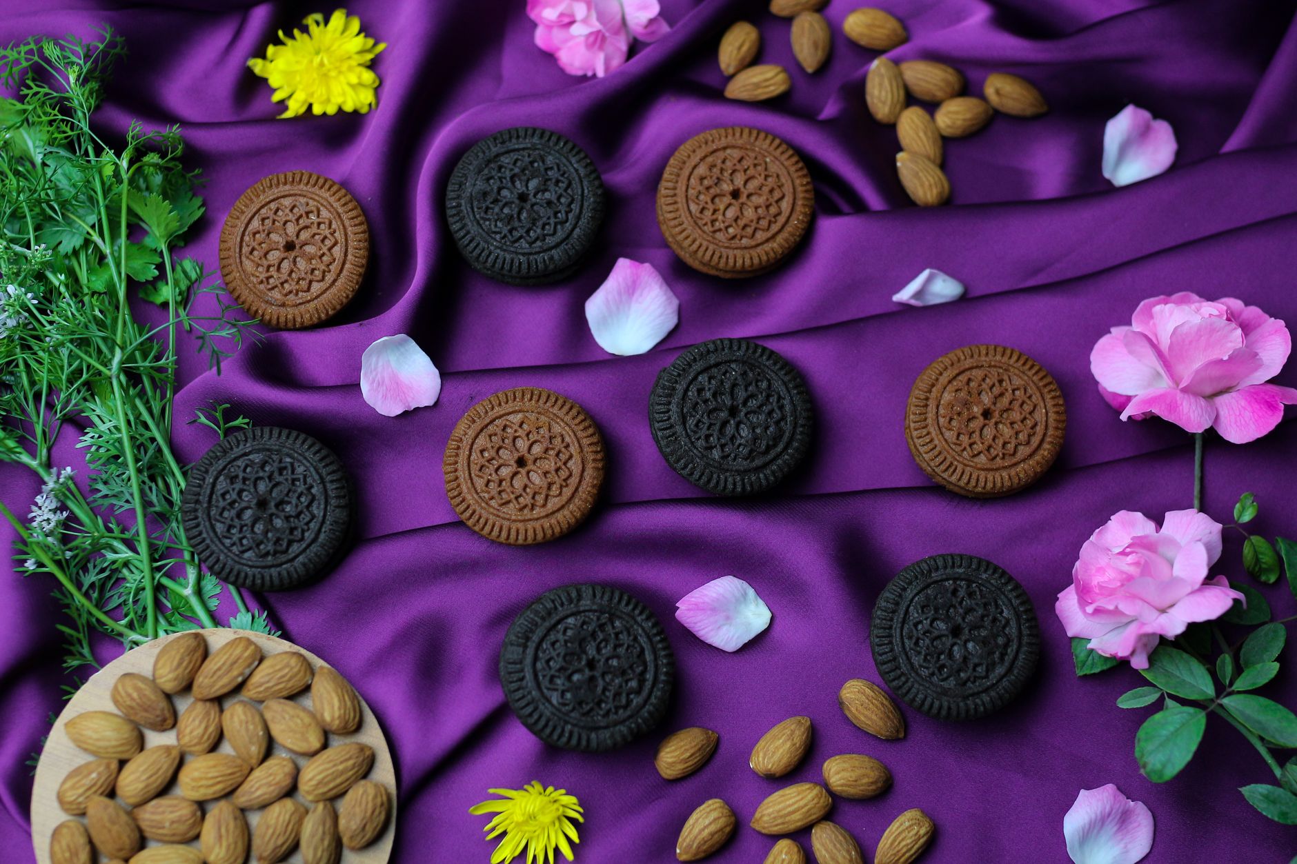 A side-by-side comparison of various Chinese almond biscuits with different textures and colors