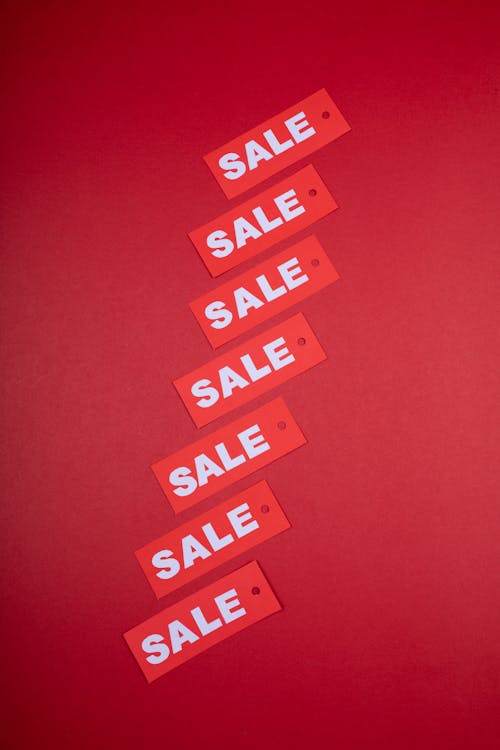 Sale Tags With Red Background 