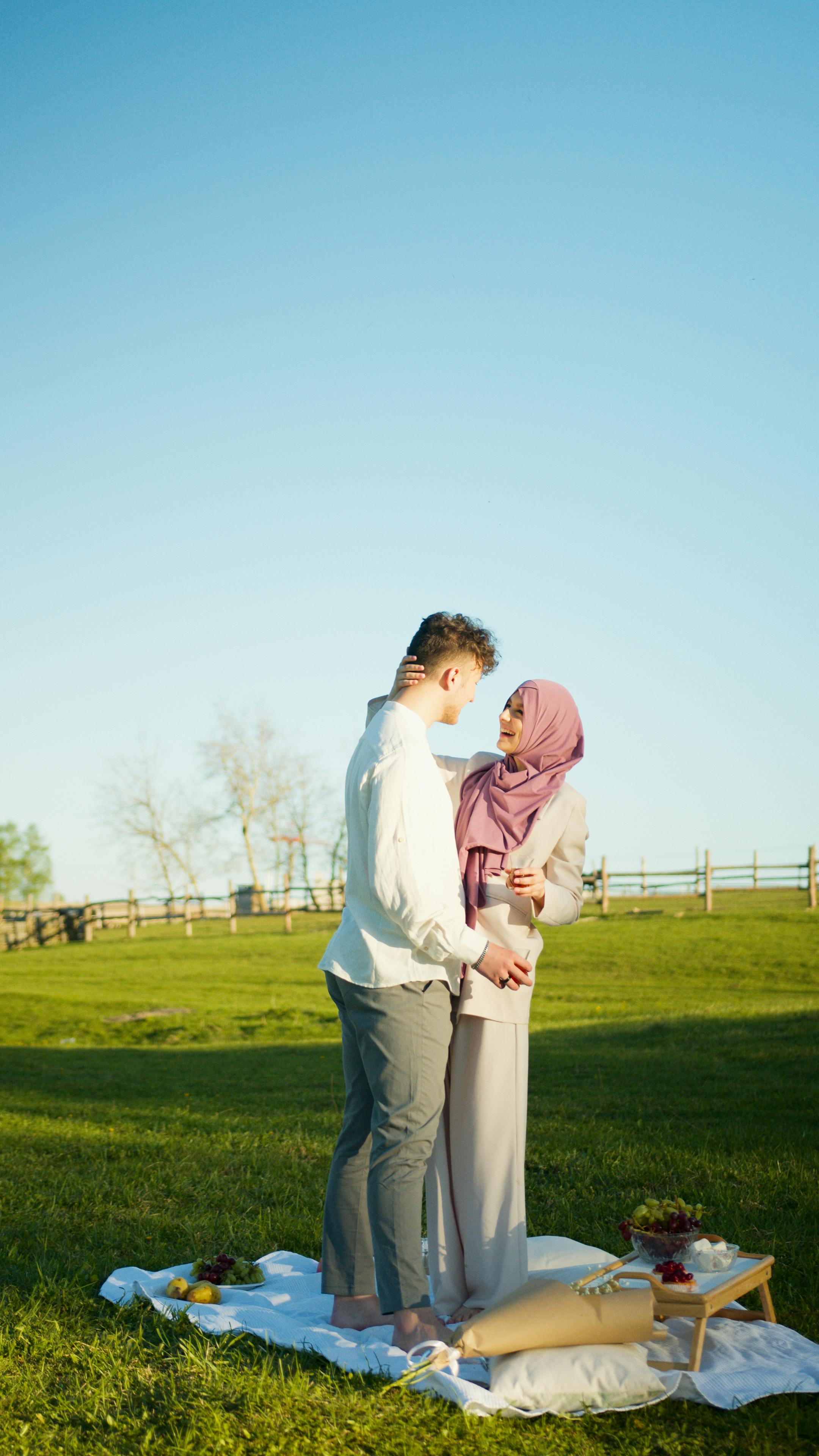 a couple looking at each other