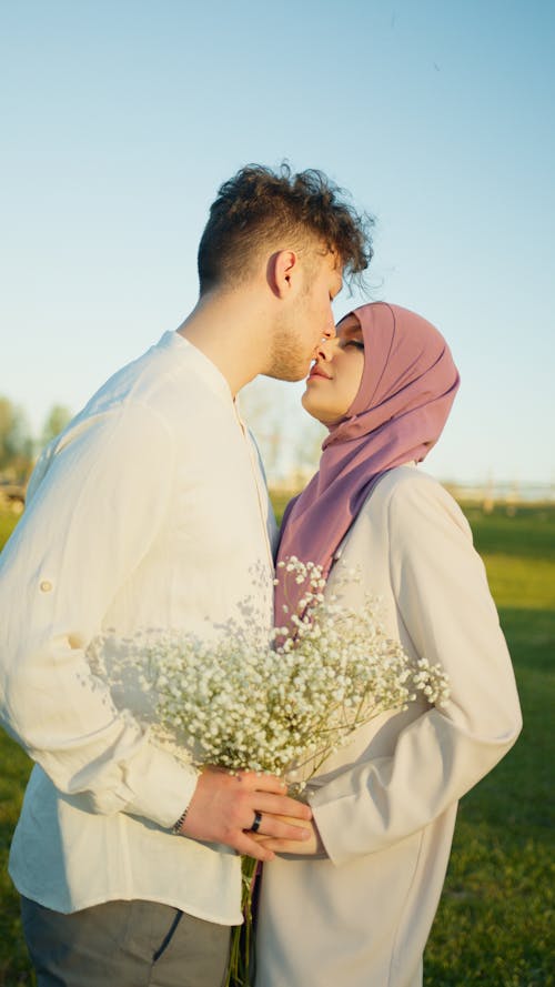 A Couple Kissing Together 