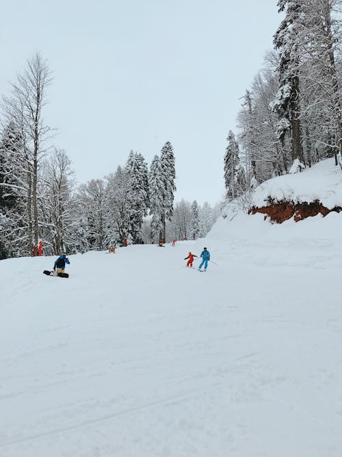 People Skiing on a Mountain Ski Resort