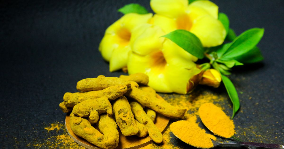 Ground turmeric powder in a bowl