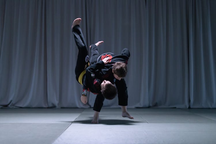 Boys Practicing Jiu Jitsu