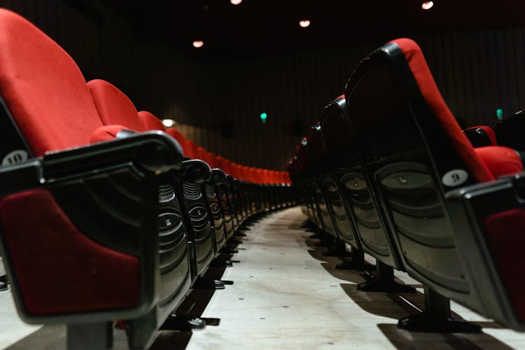 Folded Seats Inside A Movie Theater