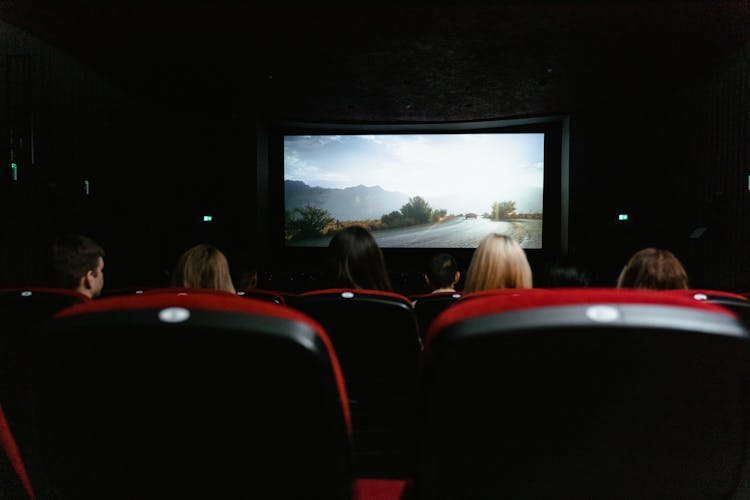 A Group Of People Watching Movie
