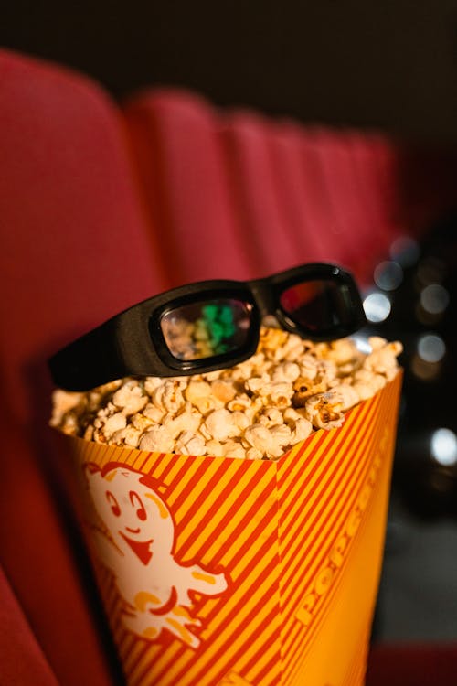 Free 3D Glasses on Popcorn Stock Photo