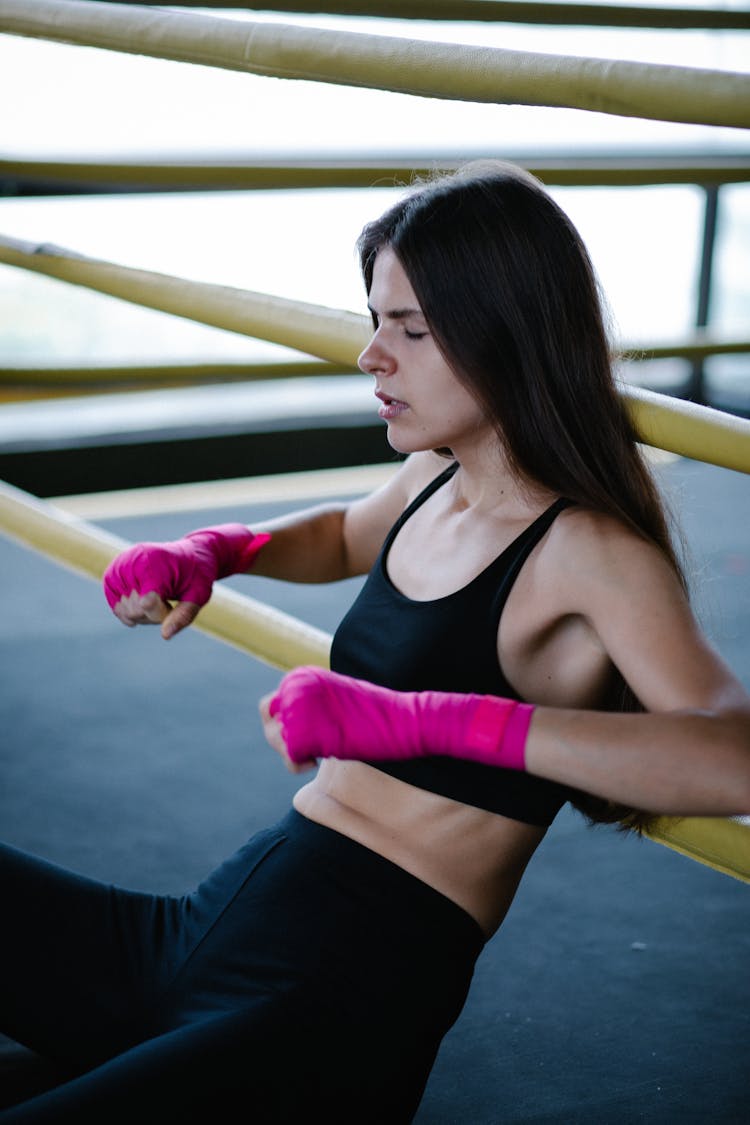 Kickboxer Sitting At Ring