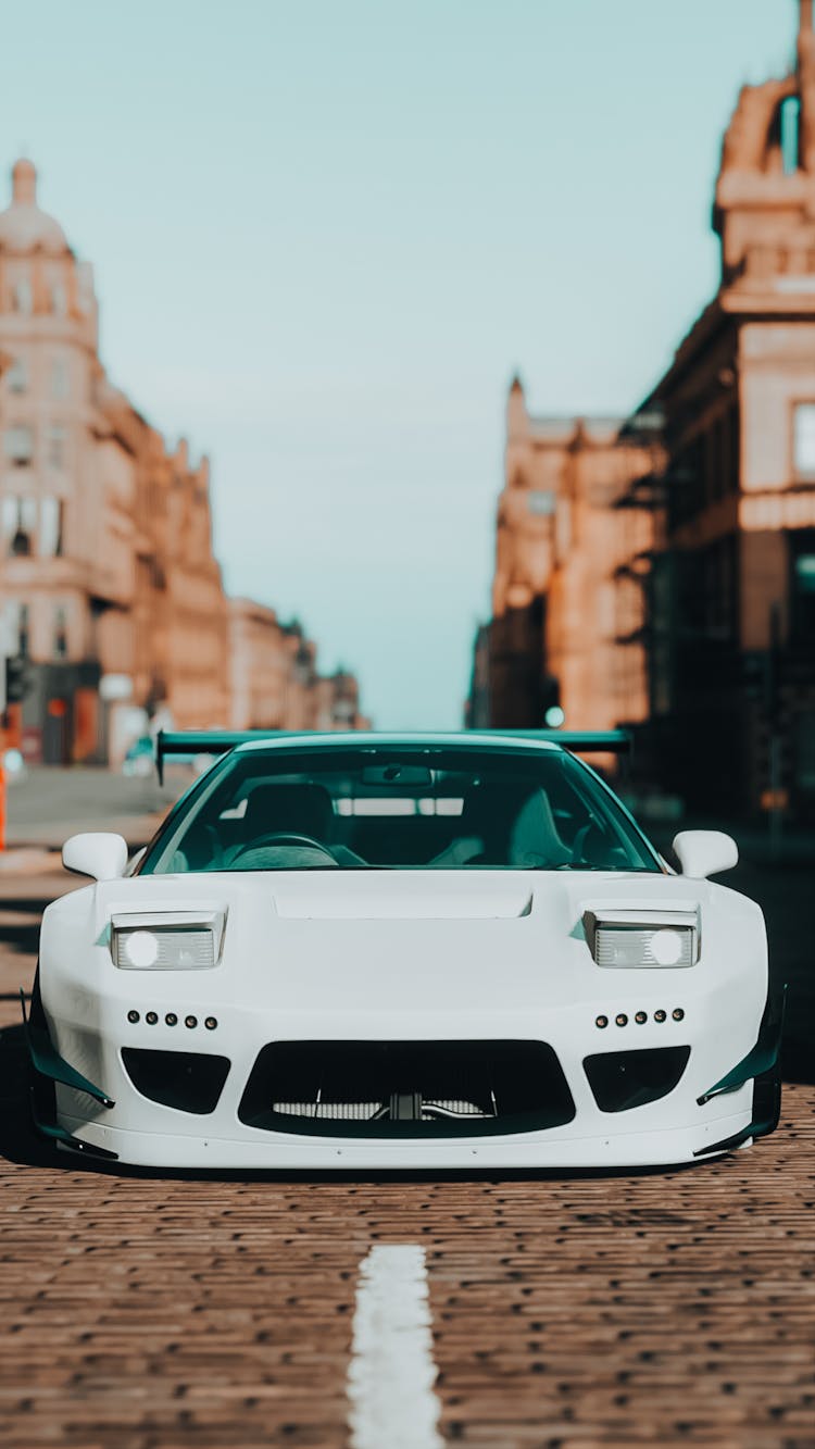 White Nsx Honda Car Parked On The Street