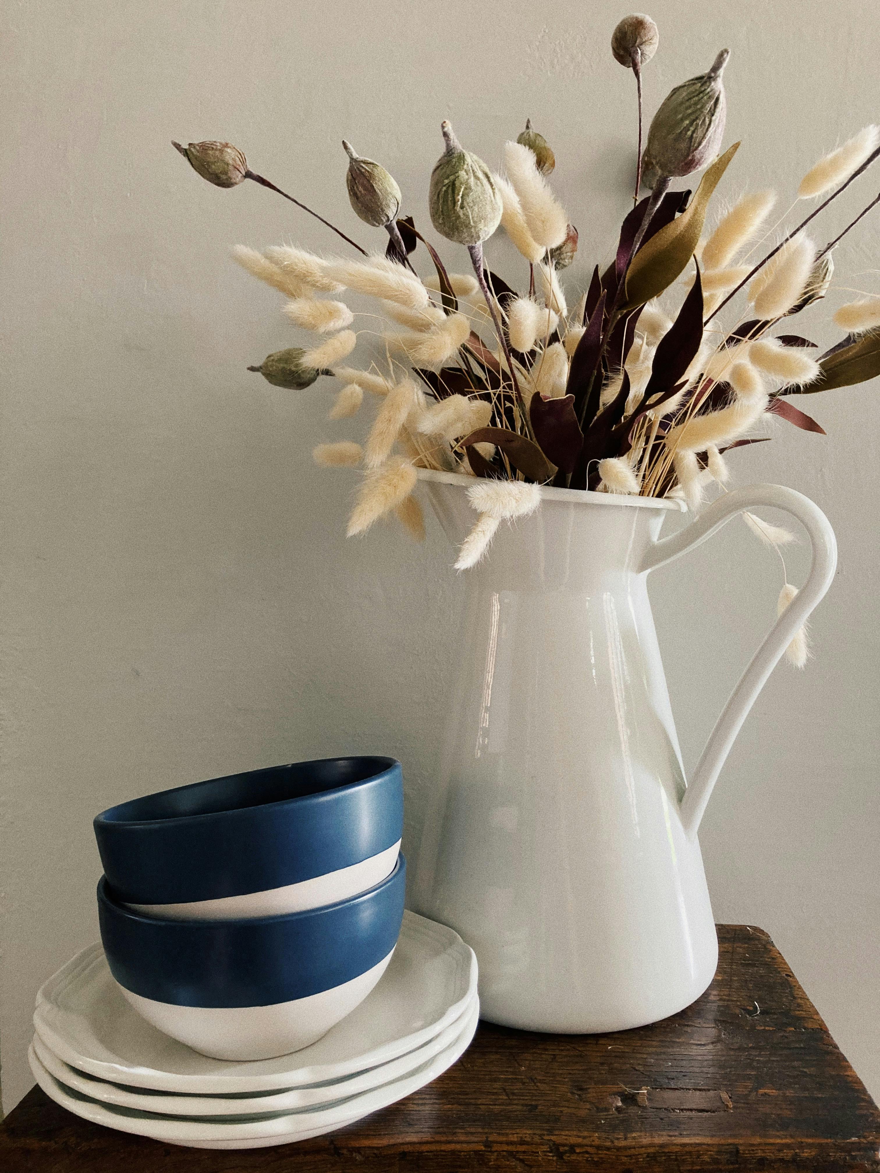 White Ceramic Vase With Dried Flowers · Free Stock Photo