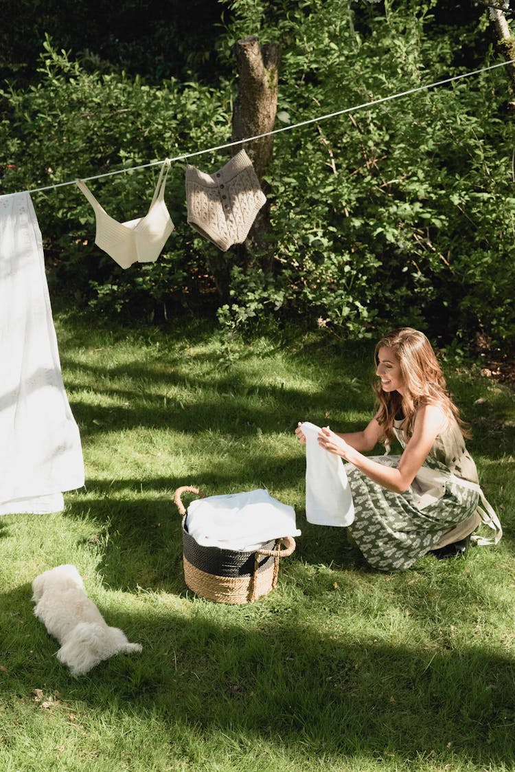 Woman Hanging Laundry