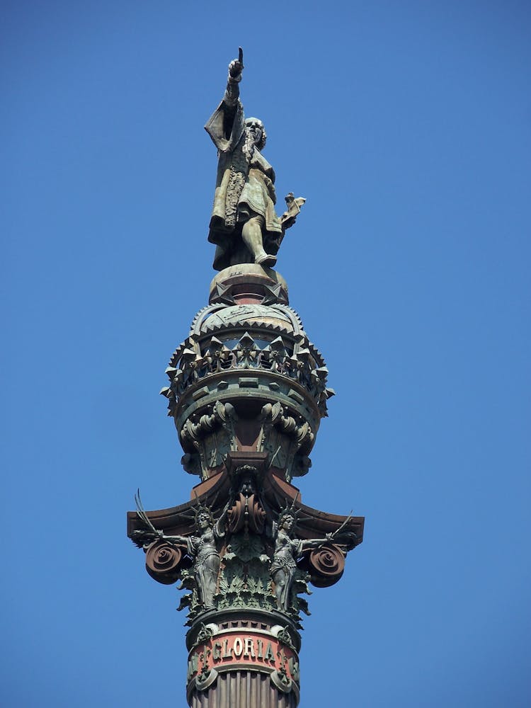 The Statue Of Christopher Columbus In Barcelona, Spain