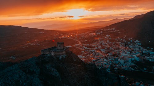 An Aerial View the Sebinkarahisar Castle on a Mountain Near the City in Giresun, Turkey