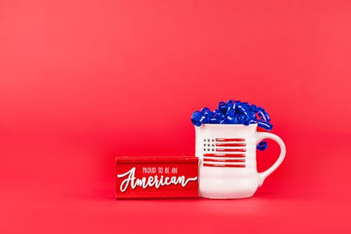 アメリカの国旗, セラミックカップ, ネームプレートの無料の写真素材
