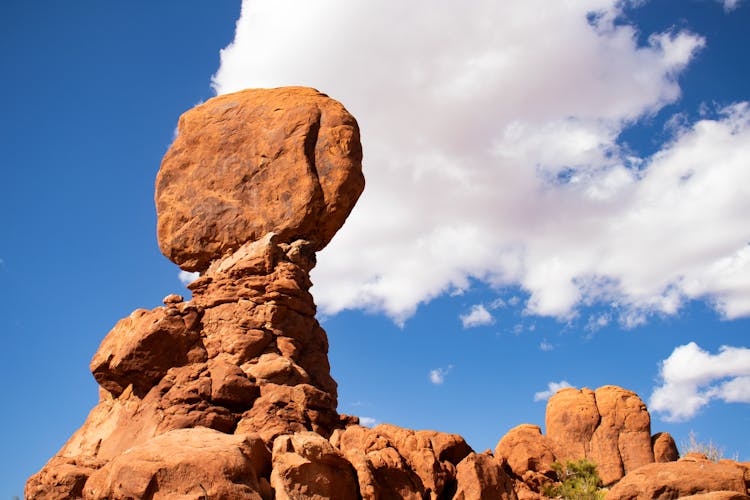 Balanced Rock Under White Clouds