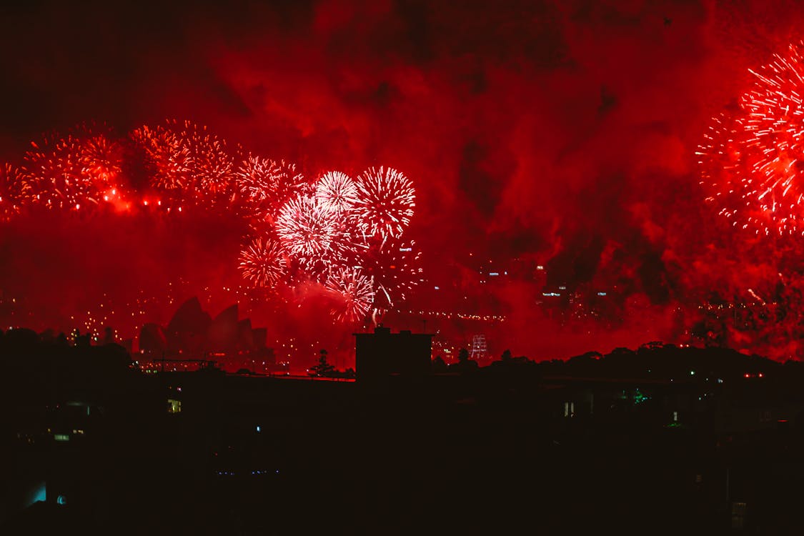 Red Fireworks Display