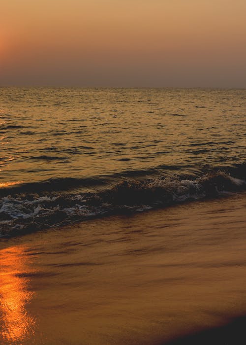 Waves Crashing on Shore during Golden Hour