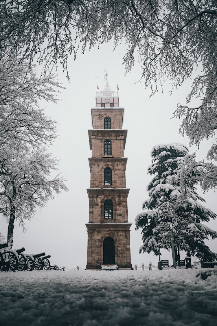 Tower And Cannons In Snow