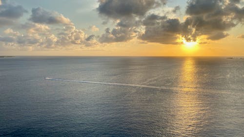 Aerial Photography of Ocean during Sunset