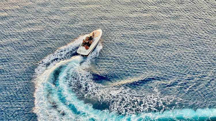 Aerial Photo Of A Speedboat