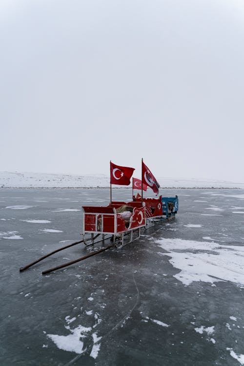 コールド, そり, トルコの旗の無料の写真素材