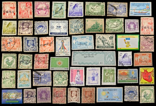 Free Collection of Postage Stamps  Stock Photo