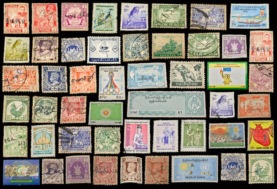 Stamp collection, collecting, postage stamps, postal stamps from different  countries Stock Photo - Alamy