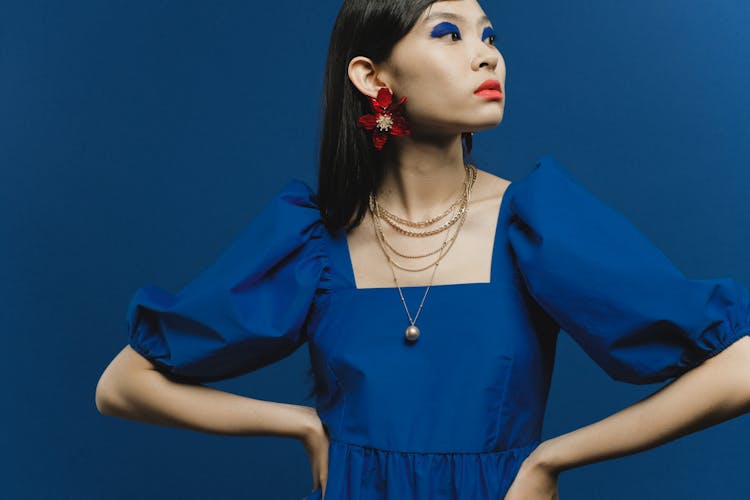 A Woman With Blue Eyeshadows