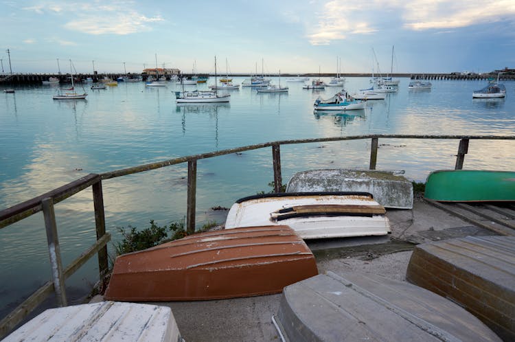 Hull Of Inverted Boats On Dock