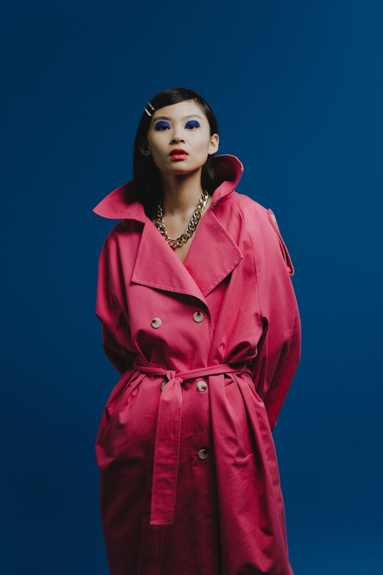 A Woman Wearing A Pink Coat