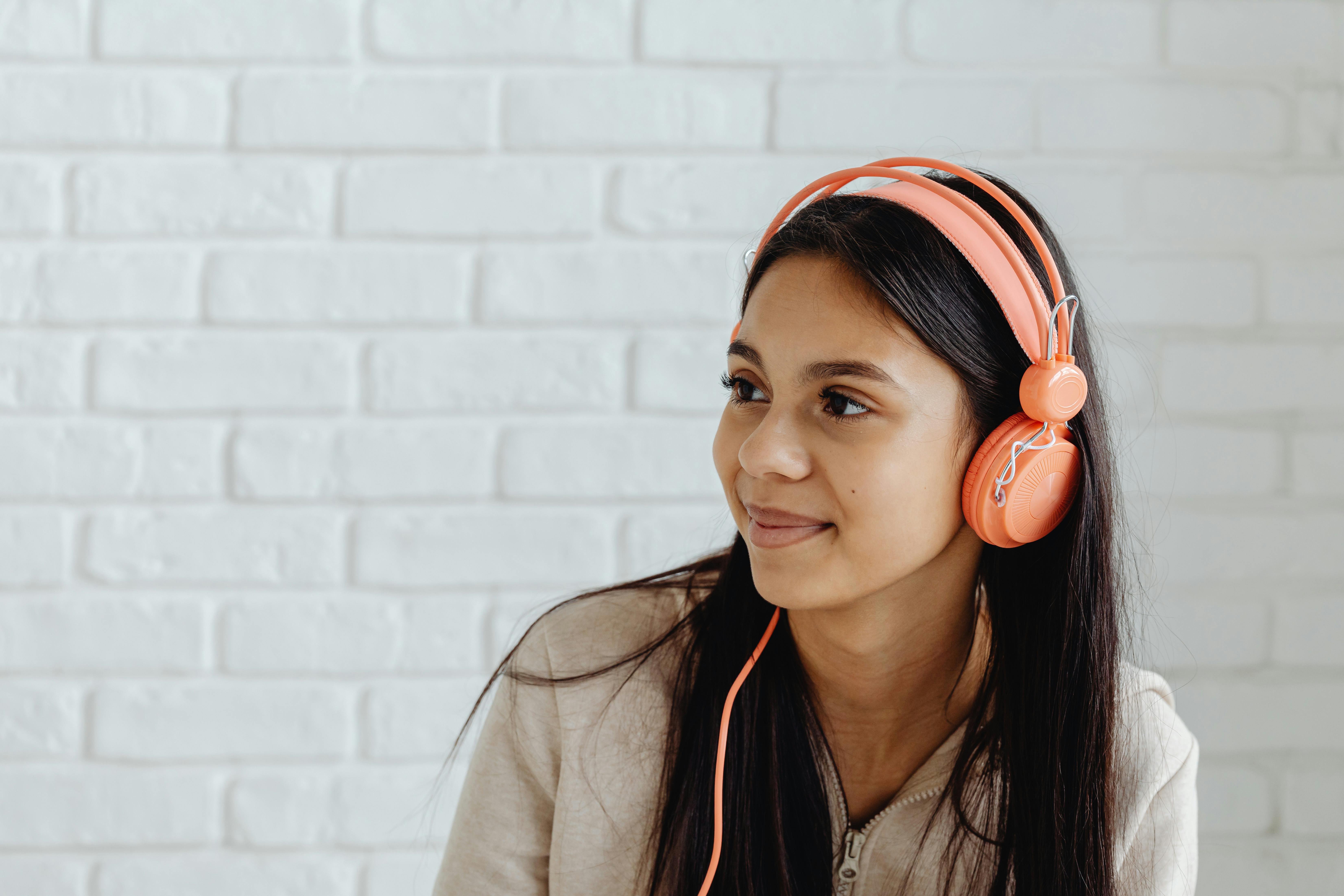 a woman wearing headphones