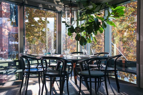 A Round Table with Chairs of a Restaurant