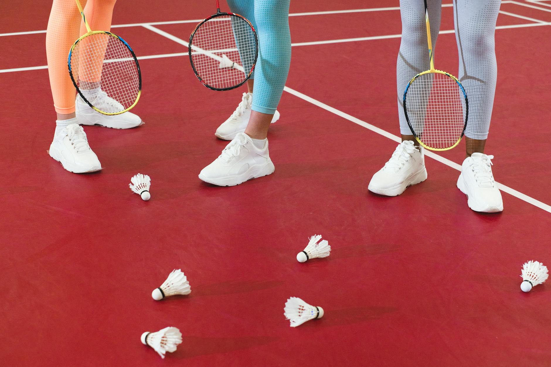 Shuttlecocks on the Badminton Court Floor