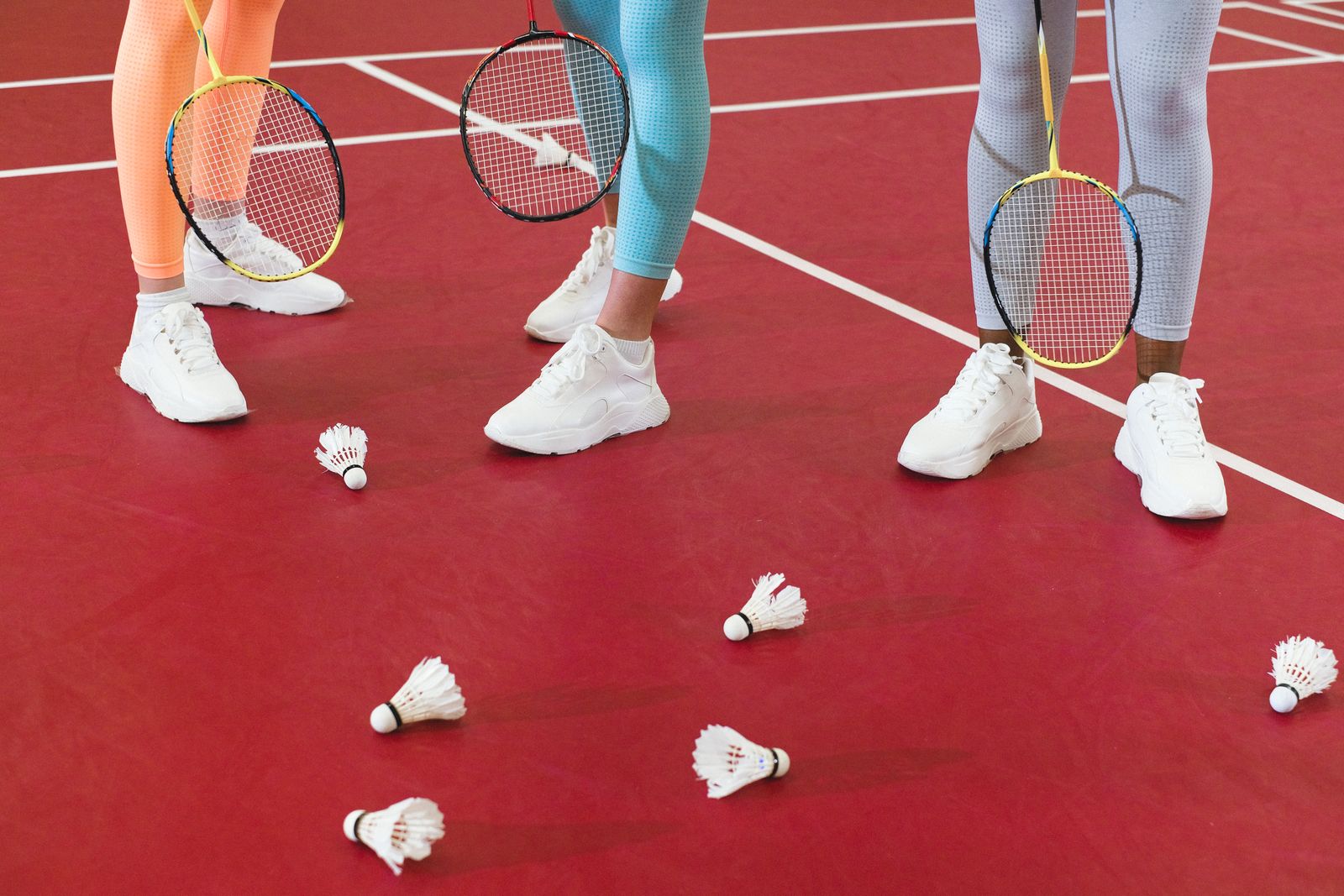 Badminton doubles match