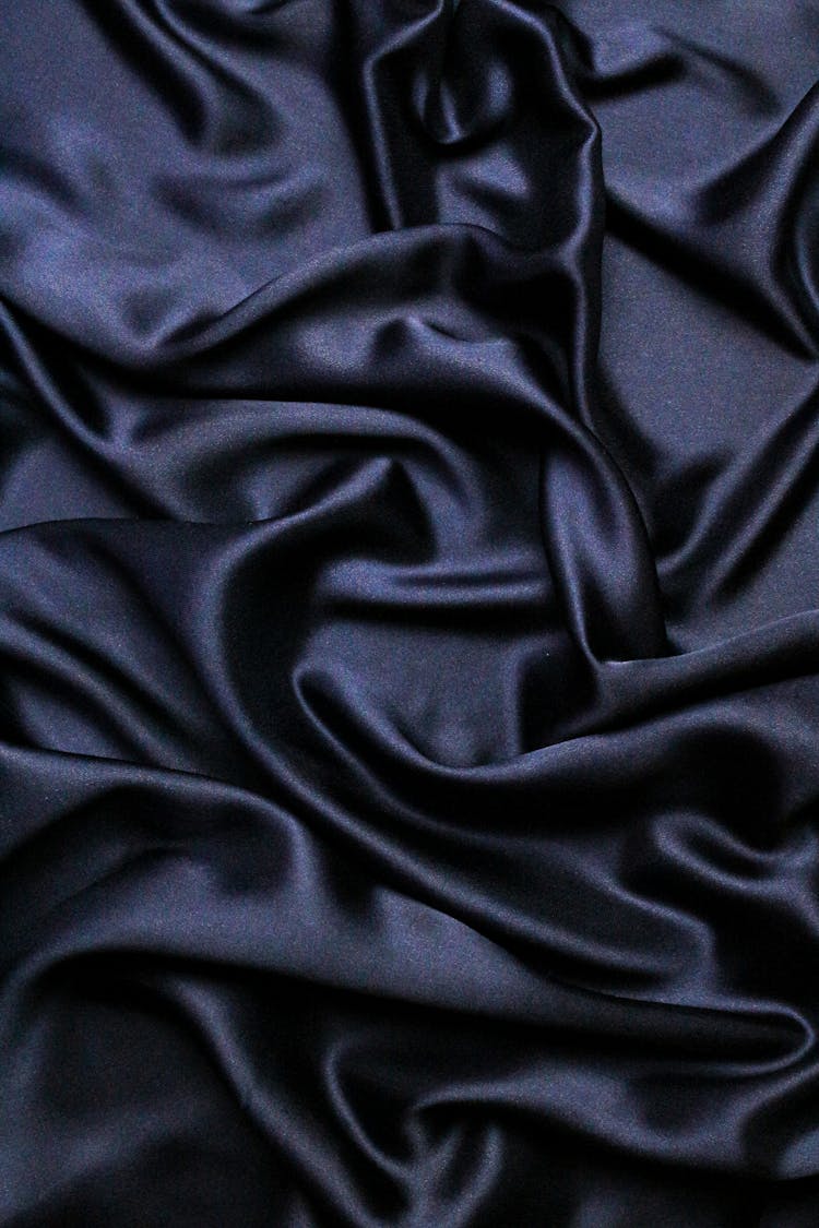 Close-up Of A Black Satin Fabric 