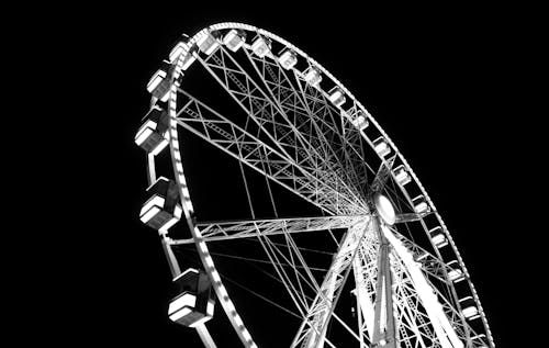 Monochrome Photography of Ferris Wheel