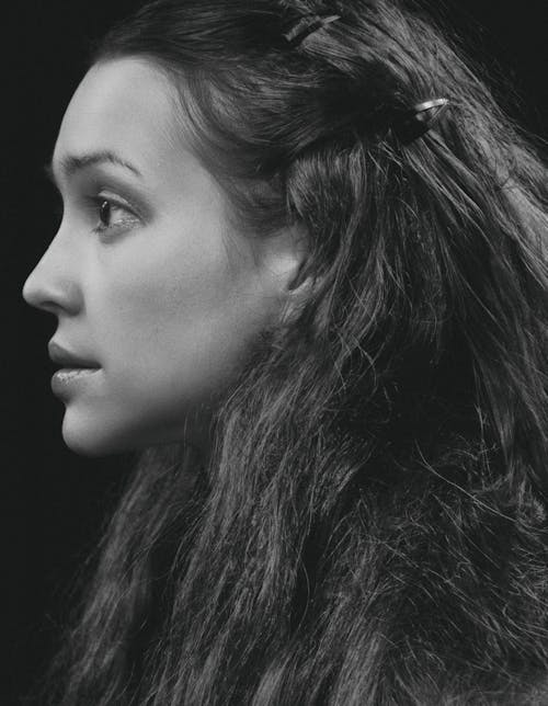 Free Monochrome Photo of a Woman's Side Profile Stock Photo