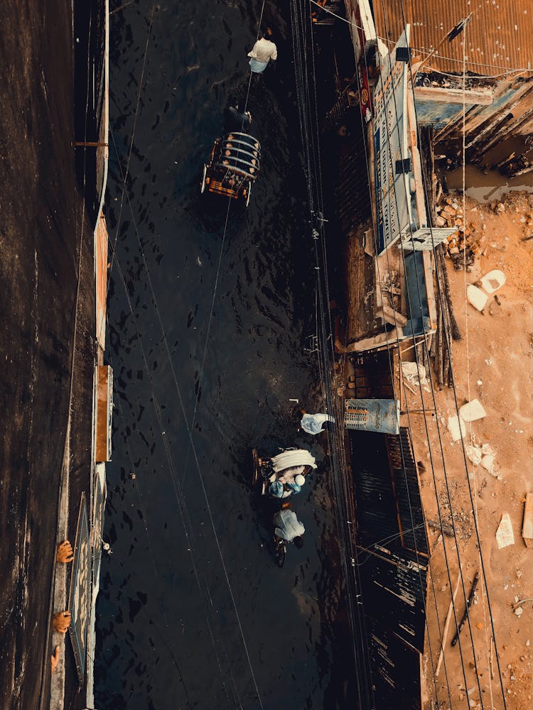 An Aerial Shot Of A Flooded Street