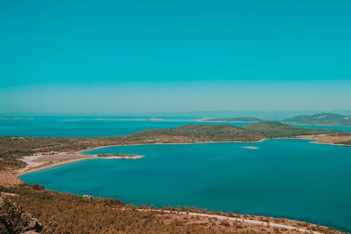Aerial View of a Turquoise Lagoon 