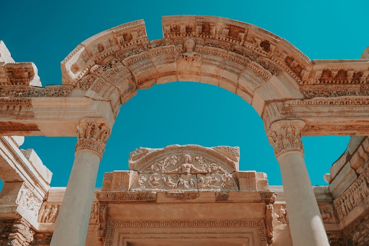 Front Entrance Of The Temple Of Hadrian In Ephesus, Turkey 