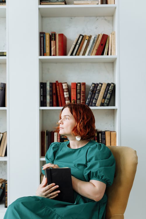 A Stressed Woman Holding Book