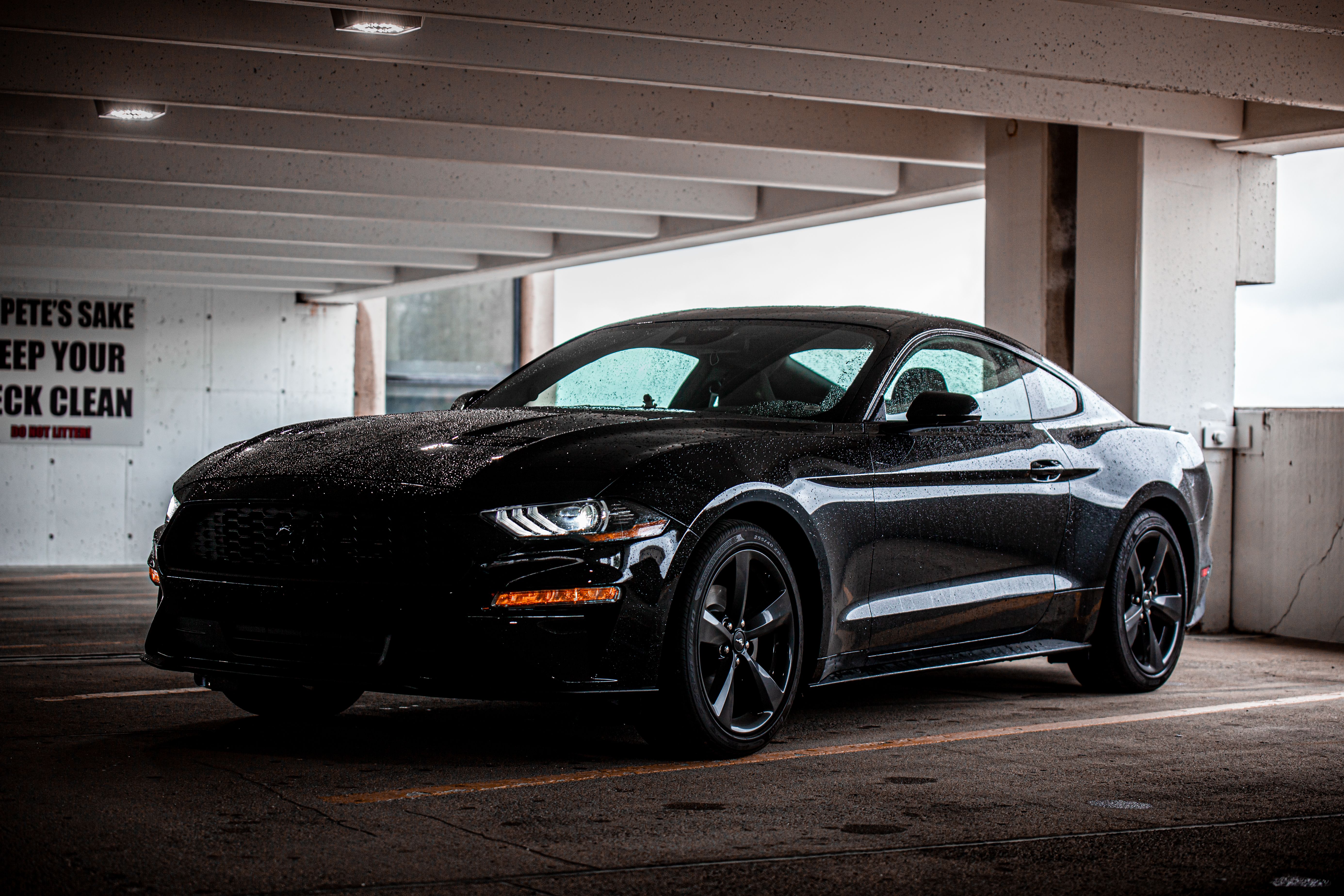 Sleek black sports car showcasing reflective finish in an elegant garage setting.