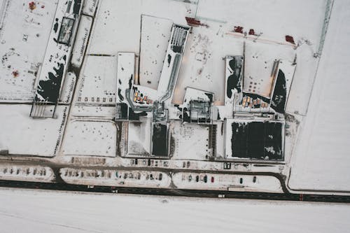 Top View Shot of a Snow Covered Land