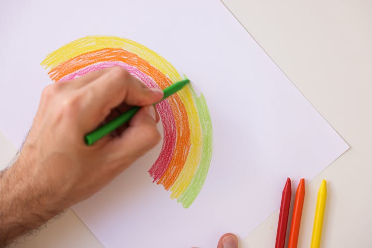 A Hand Drawing Rainbow